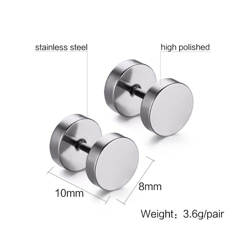 Limok Orecchini a cerchio da uomo in acciaio inox, per donna, Fakeplug Fake Plug pierced orecchini, nero, in acciaio inox, set da 3 – 8 mm, 6 coppie