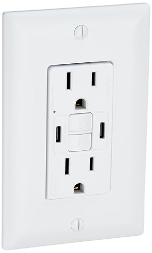 Legrand - Pass & Seymour - Salida GFCI radiante con puertos USB, salida USB GFCI blanca resistente a manipulaciones, toma de pared de 120 voltios