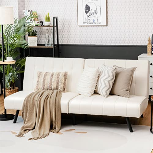 Zsedp Futon Sofa Bed Pu Leather Convertible Folding Couch Sleeper Lounge Convenient Installation (Color : Black) #TOP2