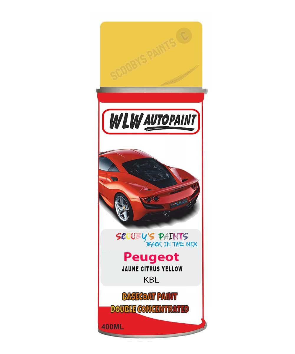 SCOOBYS PAINTS BACK IN THE MIX Basecoat Aerosol Spray Paint For Peugeot 107 Jaune Citrus Yellow 2005-2013 Code Kbl