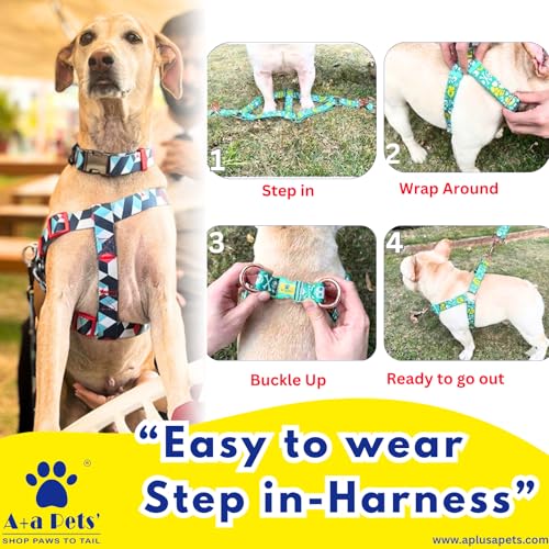 Image of A+a Pets' Step in Harness for Dogs, Cats | Soft Premium Waterproof (Abstract, S)