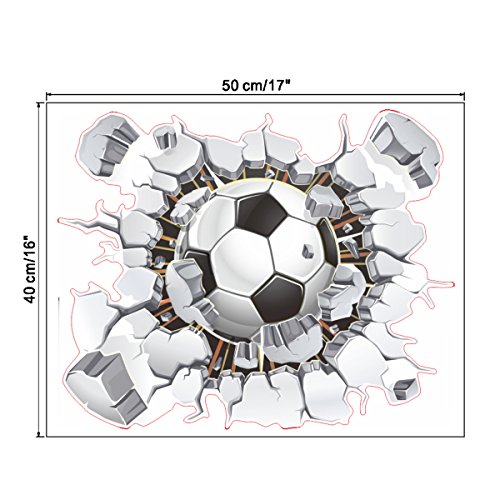 Vinilo Decorativo Pelota de Fútbol 3D Rompido para Pared miniatura 3