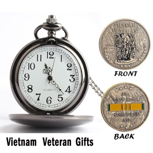Image of Gifts for Veterans,Pocket Watch for Veterans with Military ChanllengCoin,Best Veterans Day Gifts