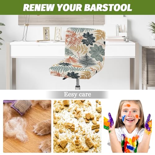 Image of FUANGUI Bar Stool Covers with Backs, 4 Pack Stretch Bar Stool Chair Covers, Knitted Jacquard Bar Stool Covers,Washable Bar Chair Covers Swivel Barstool Slipcovers,13