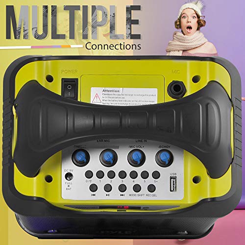 Pyle Portable Bluetooth Karaoke Speaker System - Audio Recording Function, 32 Gb Usb/Sd Card Support, Built-In Rechargeable Battery, Flashing Dj Light W/ Music Streaming & Handheld Mic Pwma275Bt #TOP1