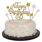 Sunny ZX 7Pack Gold Glitter Happy Birthday Cake Cupcake Smash Candle Alternative Party Handmade (7Pack)