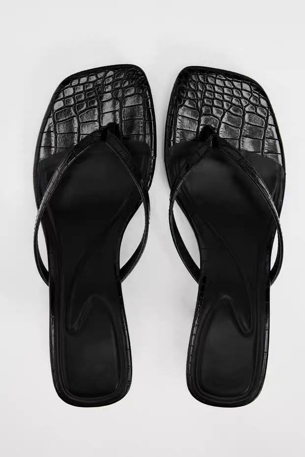 Image of Women's Miami Kitten Heels Sandals Square Open Toe Thong Sandal Flip Flop Heels +Memory Foam Heeled Sandals for Women