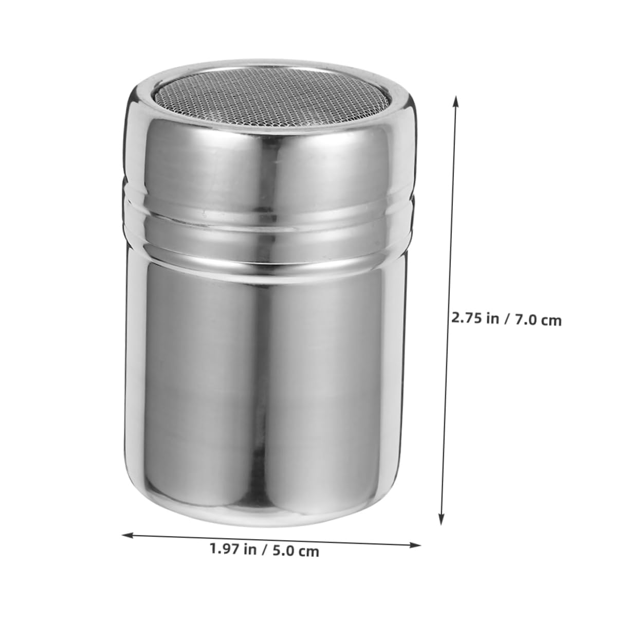 Cabilock Stainless Steel Dusting Tube Powder Sugar Dispenser Shaker Fine Mesh Sifter for Baking Easy Clean Design for Cappuccino Latte 5x7cm