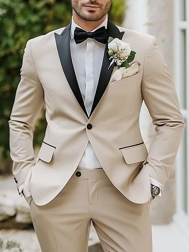 Slim Fit 2 Piece Tuxedo Suits for Men Wedding Prom One Button Peak Lapel Blazer Jacket Pants Suit Set2