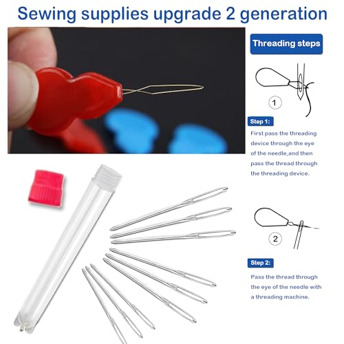 Image of Large-Eye Blunt Needles, Sewing Needles, Embroidery Thread Needle | Stainless Steel ,Handmade Yarn Knitting Needles Leather Needle, Suitable for Crochet Project. (27 PCS)