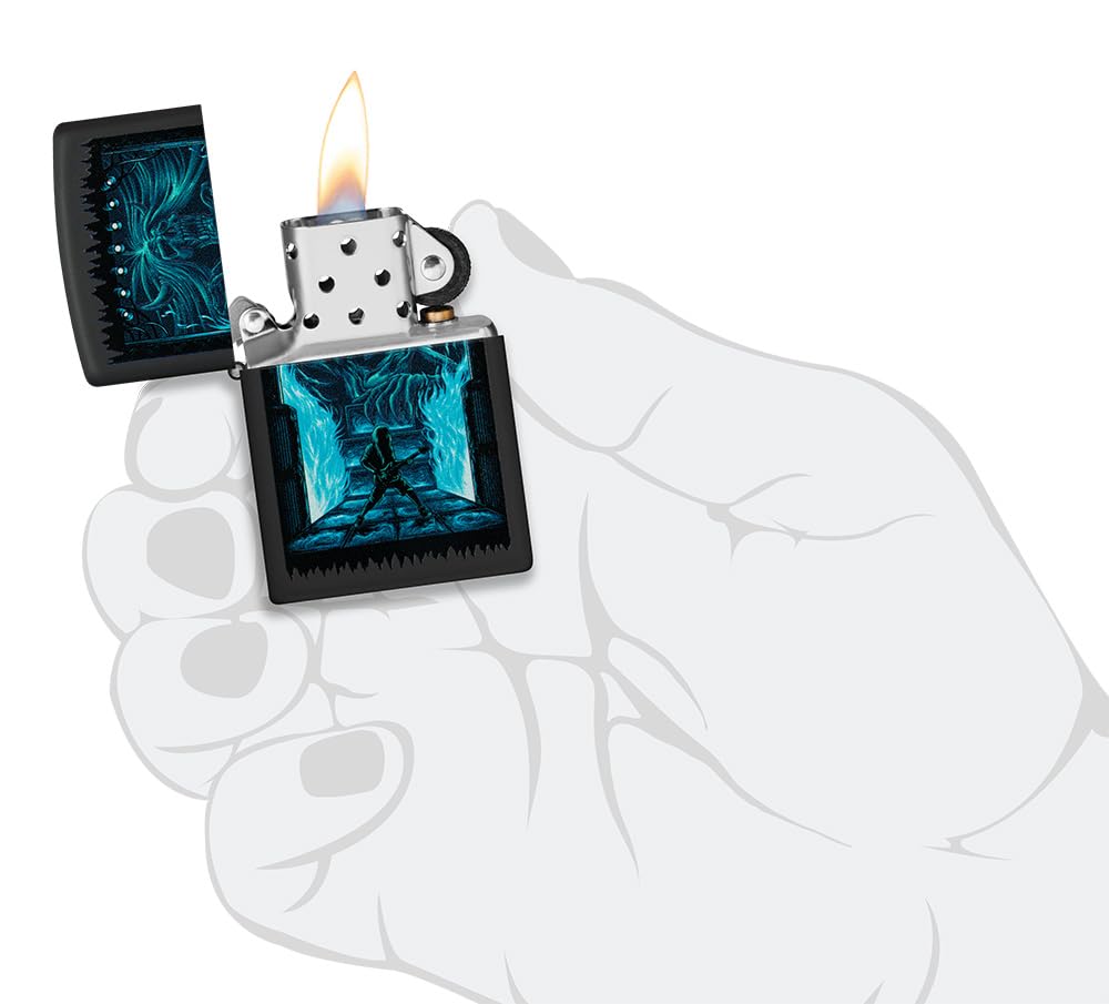 Zippo Encendedor a Prueba de Viento - Diseño Gothic Rock - Negro Mate, Color Image - Recargable - Reutilizable - Caja de Regalo Incluida - Hecho en EEUU