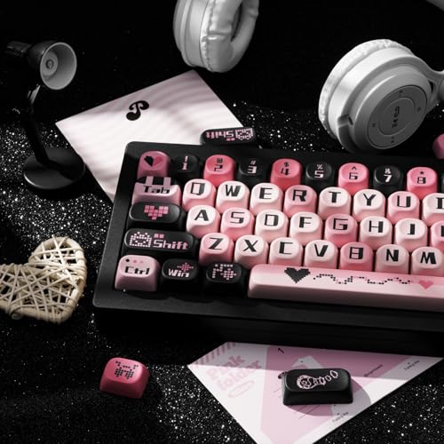 Image of PBT Keycaps Black Pink Love Cute 131 Keys Key Cap for Cherry MX