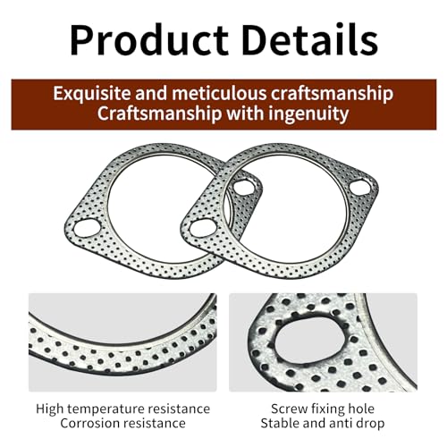 Image of 1 Pack 2 Pcs Car Exhaust Pipe Interface Gasket, Exhaust Flange ,3.0 inch Id Pipe Clamp Flange Reinforced High Temperature Gasket ,Fits For Car