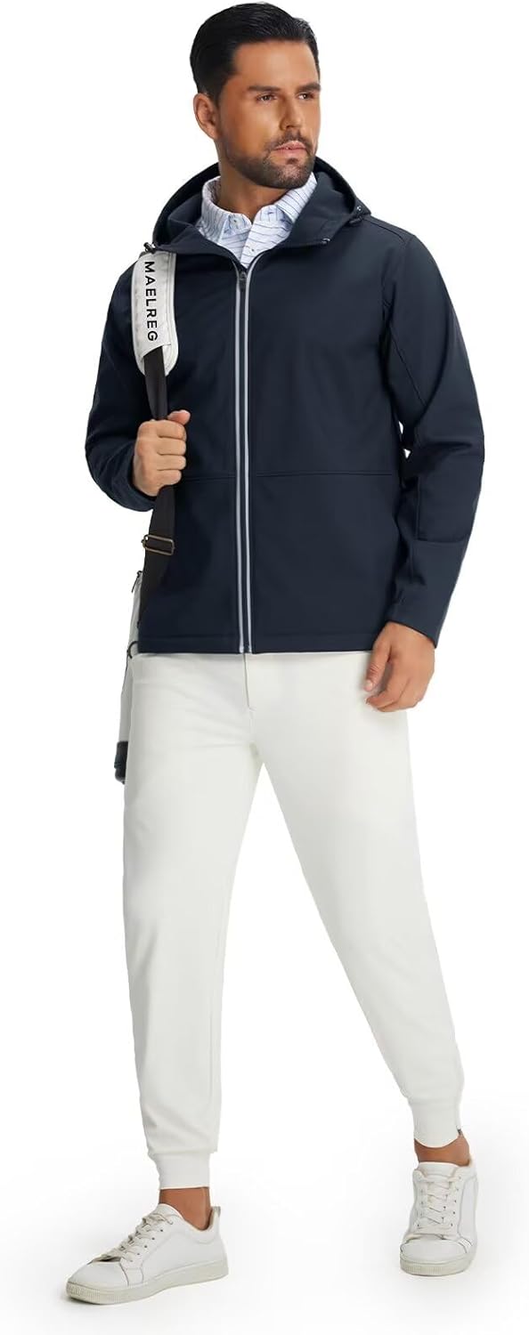 M MAELREG Mens Fleece Softshell Jacket Lightweight Insulated Water Resistant Windbreaker Hooded Winter Jacket for Golf Casual - Image 6