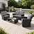 FHFO 4 Piece Outdoor Patio Furniture Set,Wicker Conversation Sets Outdoor Sectional Patio Sofa Couch with Cushions & Coffee Table for Outside, Garden, Balcony, Porch,Black/Grey