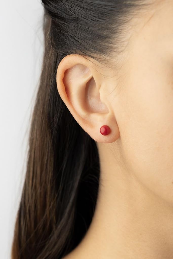 SILVEGO Orecchini di corallo in argento 925 con perle di corallo rosso naturale 6 mm