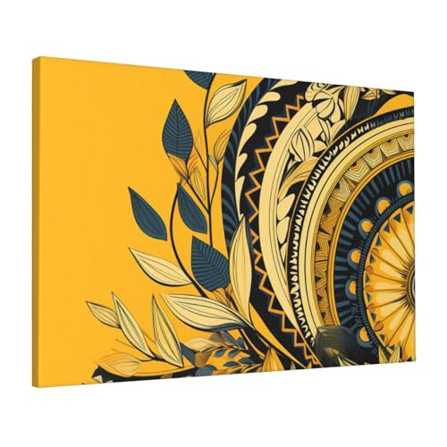 Toile murale pour mur vide - Tableau jaune avec cadre déco prêt à poser 40x61