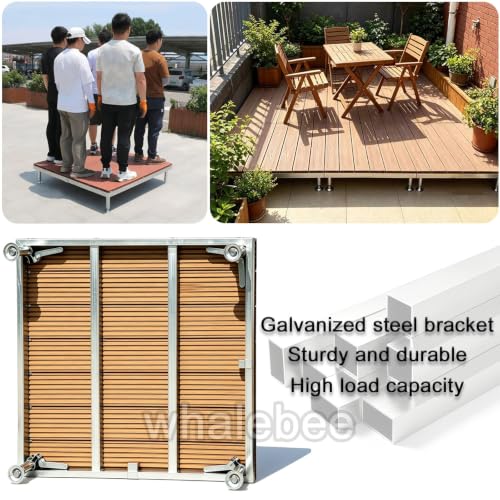 Dalles de terrasse WPC 84x84cm marron avec hauteur réglable - 4