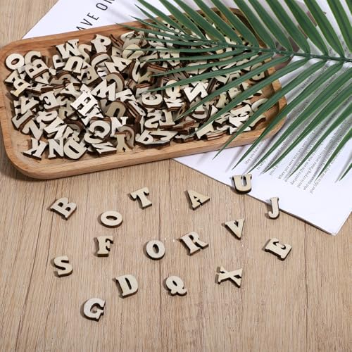 208 Stück Holzbuchstaben Klein, 1.5 cm Holz Buchstaben für Bastelarbeiten, A-Z Holz-Alphabetbuchstaben für DIY-Malerei, Kunst, Heimdekorationen, Kinderbuchstabieren