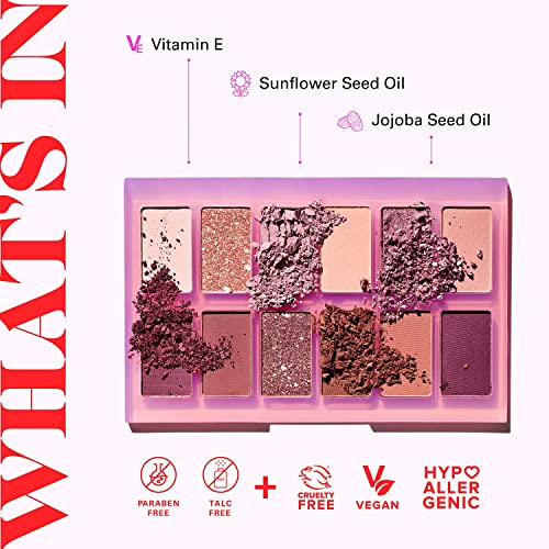 Pyt Beauty Highly Pigmented Eyeshadow Palette With Rowdy Rose Nude Shades, Hypoallergenic, Vegan Makeup, 1 Count, Talc Free #TOP3