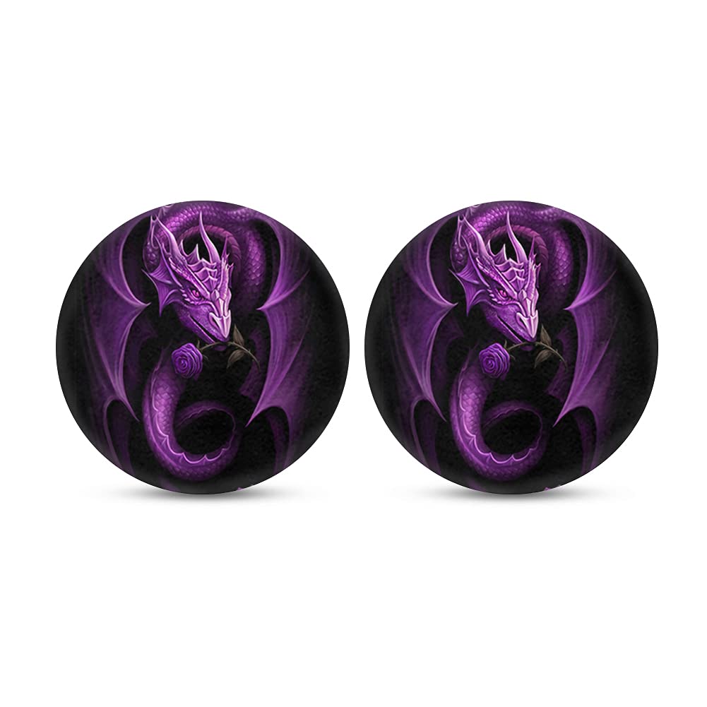 Jeiento Women's Clear,Purple 2 Pack Car Coasters For Cup Holders Purple Dragon Auto Cupholder Coasters For Drinks Car Accessories