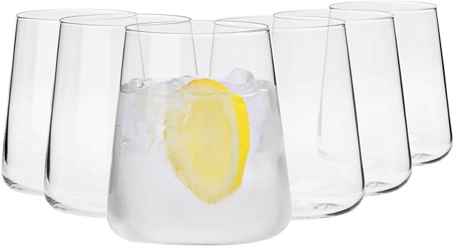 KROSNO Water Juice Drinking Glasses | Set of 6 | 12.9 oz | Avant-Garde Collection | Crystal Glass | Perfect for Home, Restaurants and Parties | Dishwasher Safe