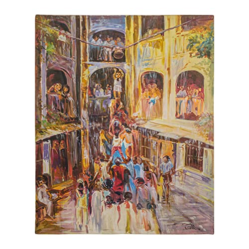 Peinture sur toile salon : grand tableau feuille d'or fait main 76x61 cm