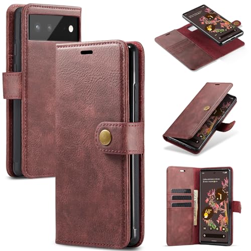 Étui pour Google Pixel 6 portefeuille magnétique amovible avec film verre trempé Asuwish