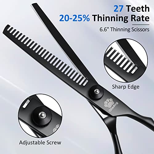 Image of Dog Grooming Scissors Kit with Safety Round Tips, GLADOG Professional 5 in 1 Grooming Scissors for Dogs