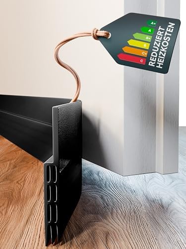 DOMAR ZUGLUFTSTOPPER TÜR 100 cm – Selbstklebende Türdichtung Unten extra stark – Effektiver Zugluftstopper Türen gegen Kälte & Energieverlust – Schwarz