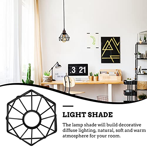 Image of Beaupretty Metal Cage Lamp Shade: Industrial Lamp Shade Decorative Lamp Guard Clip- on Chandelier Light Covers Ceiling Pendant Light Fixture for Table Wall Floor Ceiling Black
