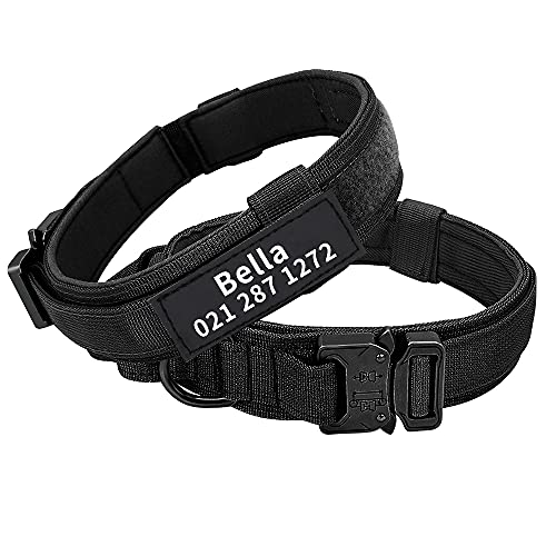 Personalisierbares taktisches Halsband für mittelgroße und große Hunde, personalisierbares Militärhalsband mit Name und Telefonnummer (Stil A)