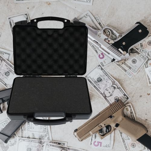 OpTacs Pistolenkoffer - Medium, 31x24,9x8cm, schwarz mit Schaumstoffpolsterung, robuster Schiebeverschluss Gun Case Softair Koffer Waffenkoffer für Pistolen