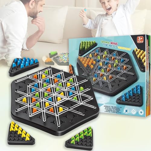 POPOYU Chain Triangle Chess Game,Funny Chain Triggles Board Game,Interactive Peg Game Triangle Chess Board Game,Brain Teaser Strategy Game Toy for Kids Boys Christmas Birthday Gifts Family Party Game