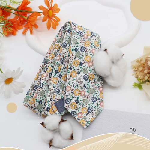 Gsyziux Floral Cotton Ties for Men, 2.56\" Skinny Mens Tie Flower Men\'s Neckties for Wedding Party Celebration Date (Floral 14)