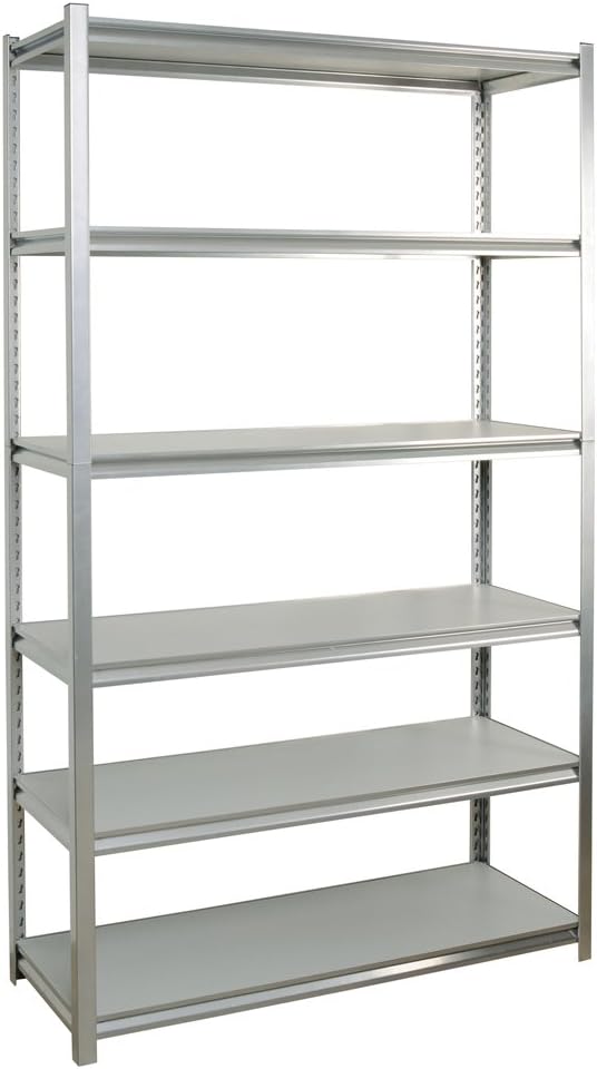 Muscle Rack UR4818HPSILVL6 Boltless Storage Rack with 6 Shelves, 3000 lb. Capacity, 48" Width x 84" Height x 18" Depth, Silver/Grey