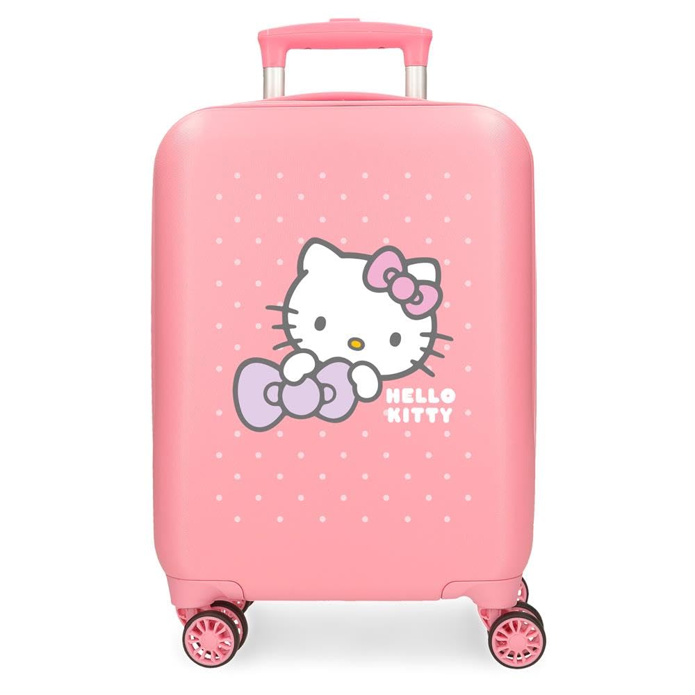 Hello Kitty My Favourite Bow, Valise Cabine, Valise pour Enfant, fabriquée en ABS, Quatre Roues Doubles de Rotation multidirectionnelle, Pratique intérieure avec Deux Compartiments en Caoutchouc