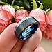 TUTISS 8mm Black Blue Tungsten Rings for Men Women Fashion Engagement Wedding Bands Brushed Finish Offset Line Comfort Fit Size 10.5