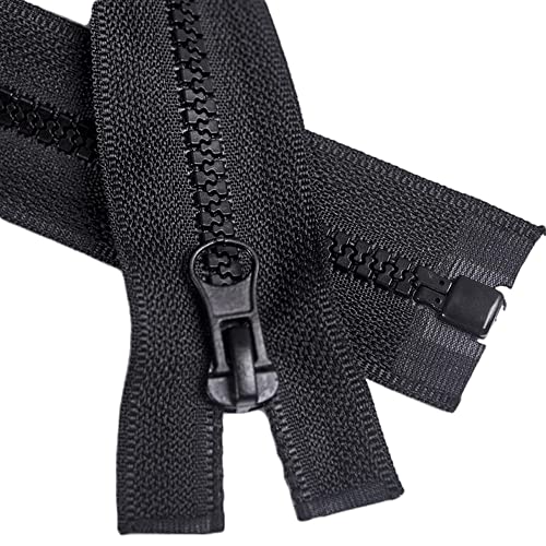 ftiemlovde 5# 2 Pack Reißverschluss Teilbar für Jacken Kunststoff Schwarz，Schlitten Reissverschluss 70 cm mit Zipper 5mm，Universal Reisverschluß Kaufen Erweiterung