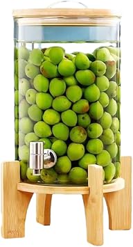 Water Dispenser, Juice Dispenser with Tap and Stand, Drink Jar with Spigot, Glass Jar Drinks Dispenser for Hot and Cold Drinks at The Party,10L