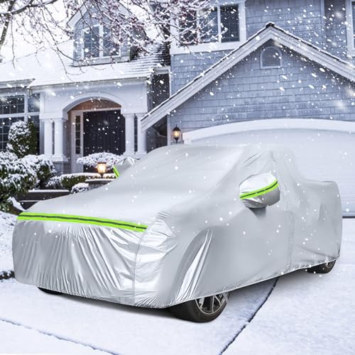 Image of Waterproof Car Covers Replace for 2005-2024 Toyota Tacoma /Ford Ranger Double Cab 5ft, 6 Layers Silver All Weather Car Cover with Zipper Door & Windproof Bands for Snow Rain Dust Protection