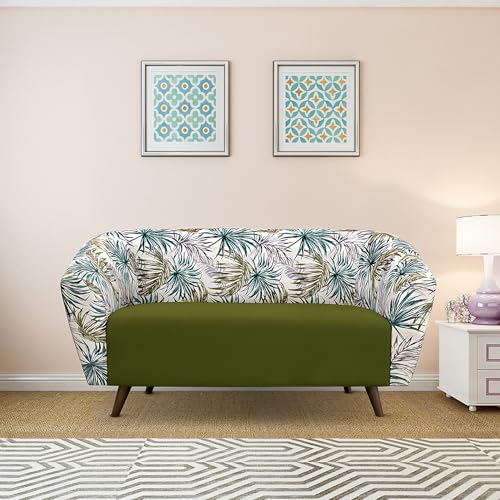Image of Duroflex Meadow - Premium Accent Love Seat with Channel-Stitched Upholstery | Plush Foam & Curved Backrest | Durable & Elegant Seating | 3 Year Warranty - Floral Green