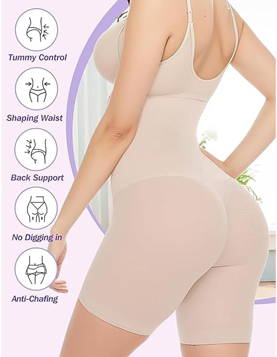 Image of KROYWEN Women's Tummy Tucker High Waist Shapewear with Anti-Rolling Strip Panties Comfortable Body Contouring Underwear Skin