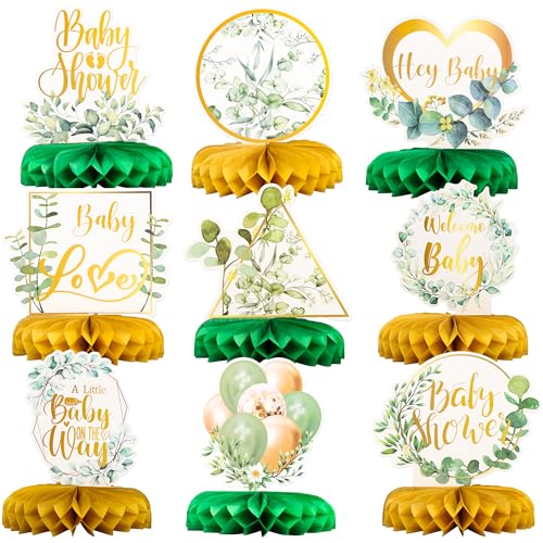 Centres de table nid d'abeille vert décoration fête prénatale sauvage bébé - 2