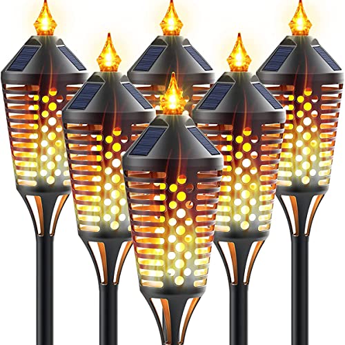 Lampe Torche Solaire Avec Flammes Réalistes, Torches De Jardin Extérieur, Lampes Torches Solaires Étanches IP55, Lampes Solaires Marche/Arrêt Automatiques Pour Éclairage Extérieur Pelouse Jardin,6 pc Cover