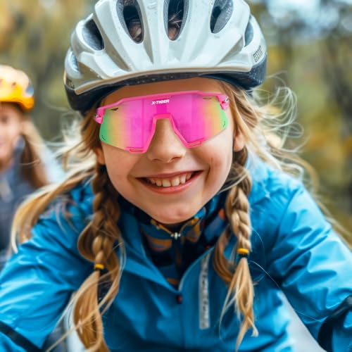 Image of X-TIGER Polarized Kids Sunglasses Youth Baseball Sunglasses UV400 Boys Girls Sports Sun Glasses for Softball Cycling Scooter