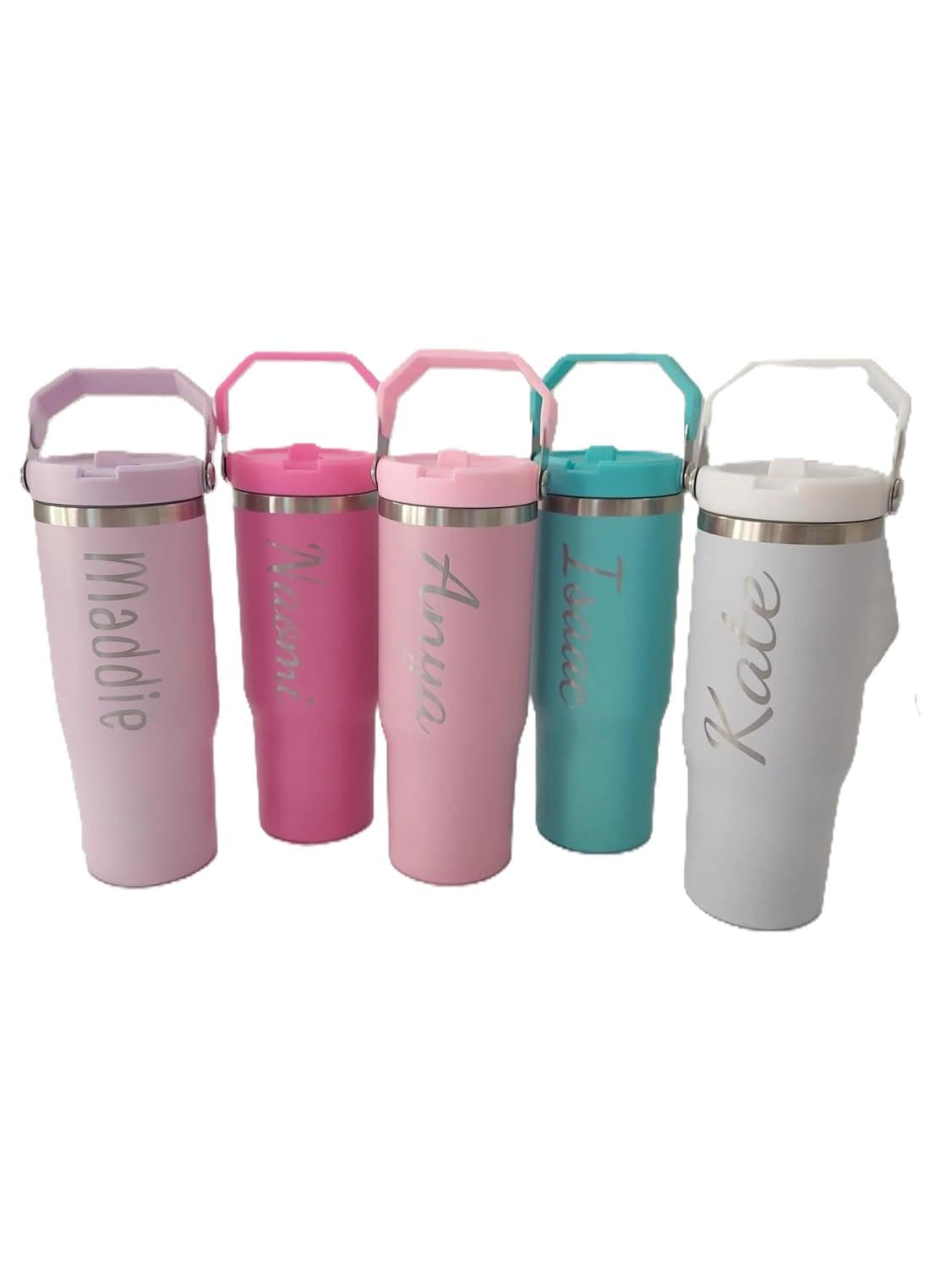 Personalised Engraved large 30oz insulated tumbler with lid handle, cold drinks, Gift for all, 850ml water bottle Back to school leakproof