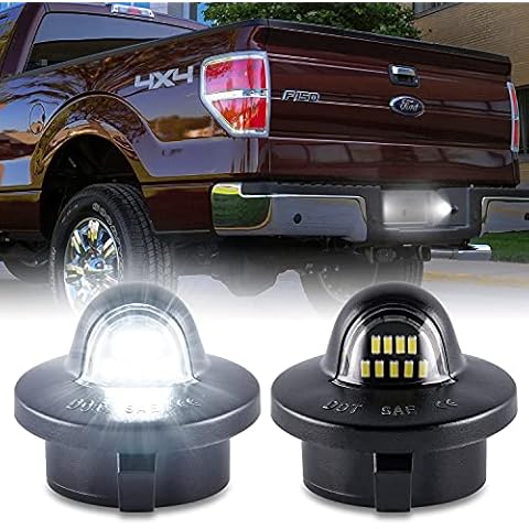 Gempro License Plate Light Assembly LED Tag Lamp Replacement for Ford F150 F250 F350 F450 F550 Superduty Bronco Excursion Ranger Expedition Explorer Rear Plate Lights, 6000K White, 2PCS (Black) Cover