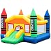 Costzon Inflatable Bounce House, Castle Jumper Slide Mesh Walls, Kids Party Jump Bouncer House w/Net, Carry Bag Without Blower (Crayon Theme)