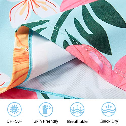 Image of Funnycokid Girls Swimsuit Toddler Bathing Suit Long Sleeve 2 Piece Rash Guard Set for Kids 2-10 Years